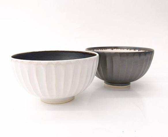 【清水焼】モノクロ飯碗（白） 5枚目の画像