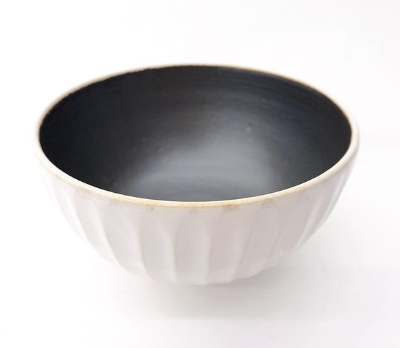 【清水焼】モノクロ飯碗（白） 1枚目の画像