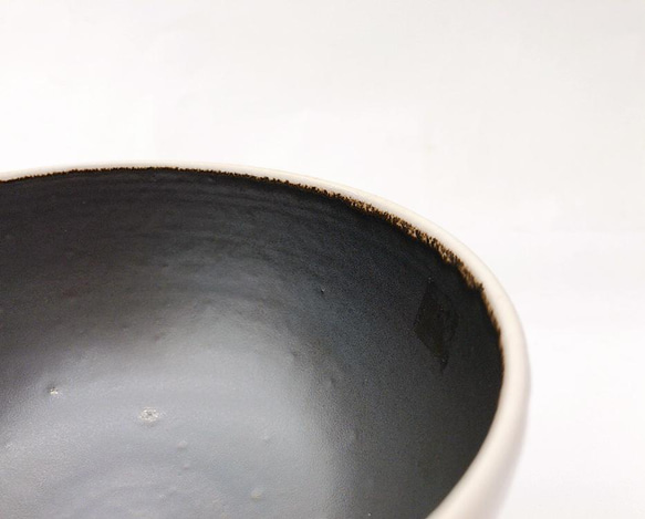 【清水焼】モノクロ飯碗（白） 2枚目の画像