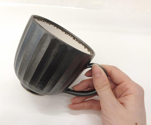 【清水焼】モノクロマグカップ（黒） 2枚目の画像