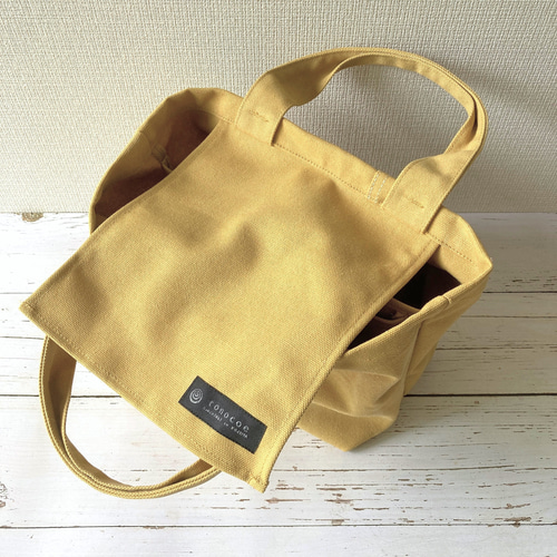 受注生産〕ヴィンテージ帆布の仕切りミニトートバッグ 受注生産〕ヴィンテージ帆布の仕切りミニトートバッグ
