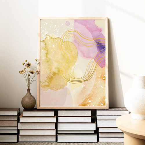 水彩風 モダン インテリア アート ポスター 【 melt 】 :/021/ 抽象画