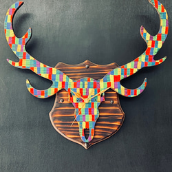 鹿骨格掛け時計 Hunting trophy clock Deer【Colorful pop】 1枚目の画像