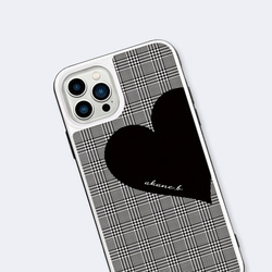 Big Heart♡グレンチェック　強化ガラスケース　iPhoneケース　iPhone15シリーズ対応 5枚目の画像