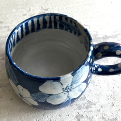 藍染花陶製咖啡杯(售完再製款)_陶器馬克杯 第3張的照片