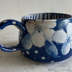 藍染花陶製咖啡杯(售完再製款)_陶器馬克杯 第1張的照片