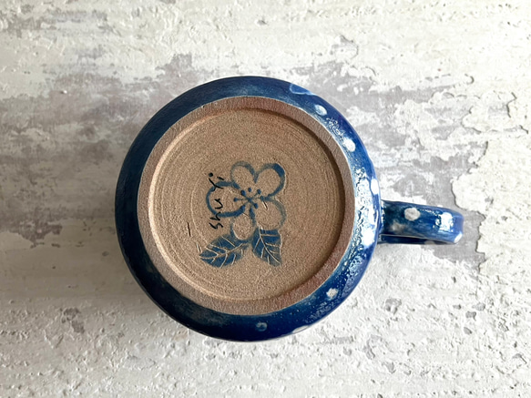 藍染花陶製咖啡杯(售完再製款)_陶器馬克杯 第4張的照片