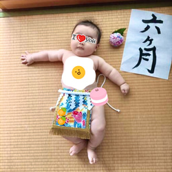 【名入れOK】赤ちゃん化粧まわし「えびすこくん」《黄色い大漁旗》男の子のこどもの日・端午の節句・初節句記念撮影衣装 8枚目の画像