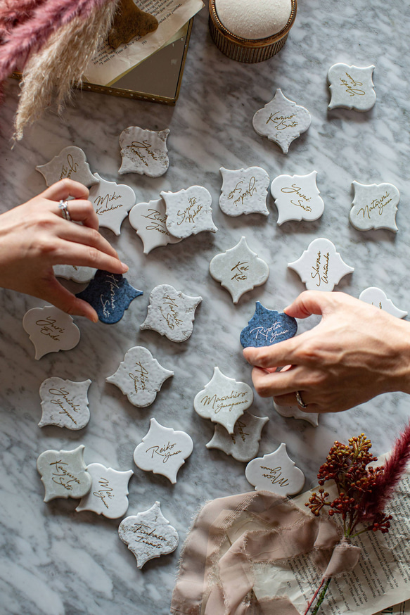 マグネットタイル席札 10名セット モロッカンタイル コラベル ランタン