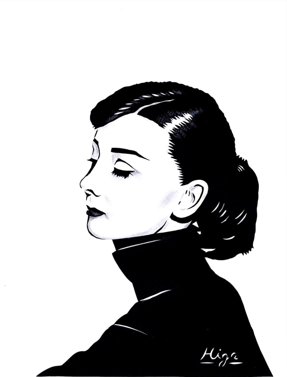 きりえオードリーヘップバーン原画販売 切り絵 higa 通販