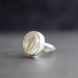 ゴールデンルチルクォーツ　シルバーリング メンズにも　大ぶり　ご褒美 オーダーサイズ　天然石の指輪 3枚目の画像
