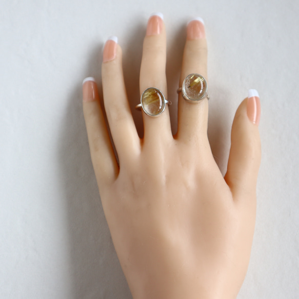 ゴールデンルチルクォーツ　シルバーリング メンズにも　大ぶり　ご褒美 オーダーサイズ　天然石の指輪 8枚目の画像
