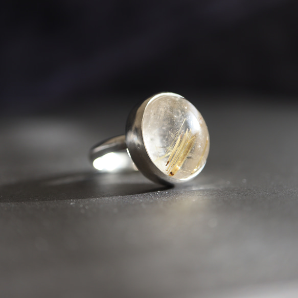ゴールデンルチルクォーツ　シルバーリング メンズにも　大ぶり　ご褒美 オーダーサイズ　天然石の指輪 4枚目の画像