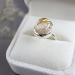 ゴールデンルチルクォーツ　シルバーリング メンズにも　大ぶり　ご褒美 オーダーサイズ　天然石の指輪 5枚目の画像