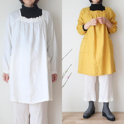 国産リネン生地　チュニック割烹着　キナリ　服作り40年の田舎町仕立屋 昭和のエプロン❣リネン100% 割烹着（フリー／全3色） その他