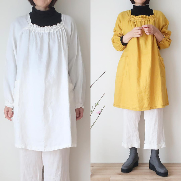 昭和圍裙❣100%亞麻卡布木（免費/全3色） 第1張的照片