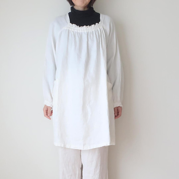 昭和圍裙❣100%亞麻卡布木（免費/全3色） 第3張的照片