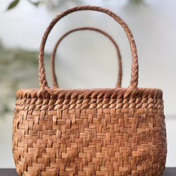 山葡萄 山葡萄籠バッグ 手編み 山葡萄かごバッグ 市松編み 内布あり