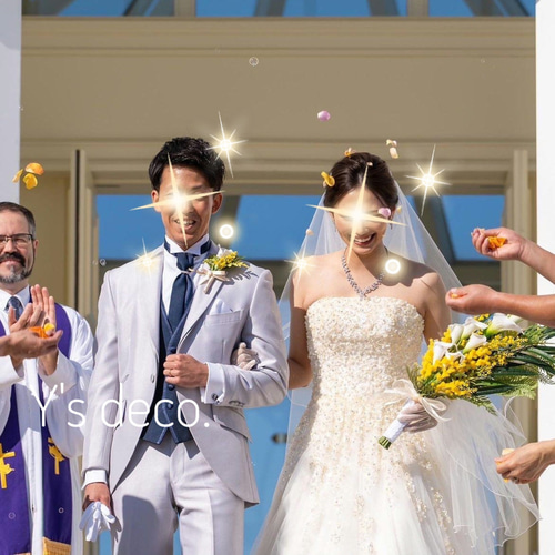 生花に見える】 カラー ウェディングブーケ 黄 白 造花 ブーケ 人気 春