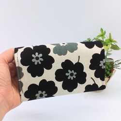 【再販】全7カラー※ミニ財布⭐︎北欧風の花柄&デニム（ブラック） 9枚目の画像