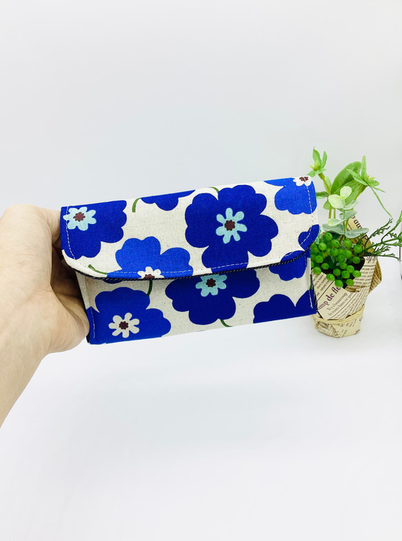 全7カラー※ミニ財布⭐︎北欧風の花柄&デニム（ブルー） 8枚目の画像