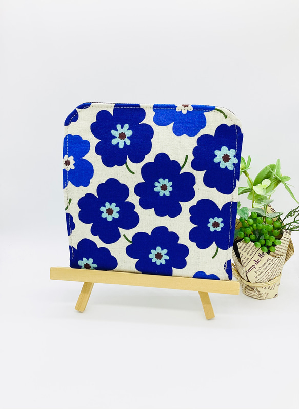 全7カラー※ミニ財布⭐︎北欧風の花柄&デニム（ブルー） 5枚目の画像