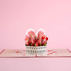 ポップアップグリーティングカード　Valentine's Day Basket 2枚目の画像