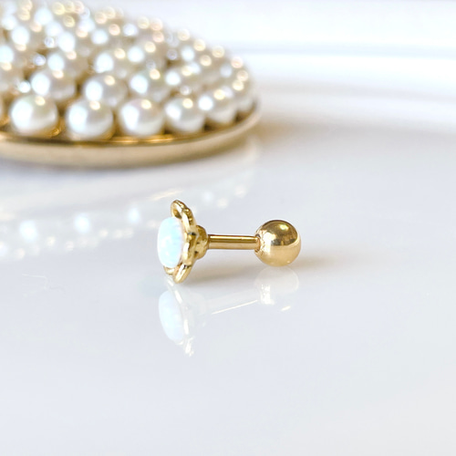 お花 フラワー オパール ボディピアス アンティークゴールド 16G 18G