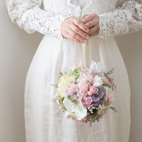 上品スタイル 送料無料・和装結婚式の桜のボールブーケ】前撮り・フォト フラワー・リース