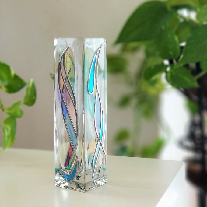 『光のしずく』：グラスアート花瓶Tall