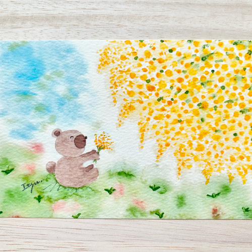 くまのプーさん ポストカード 額縁入り 水彩画