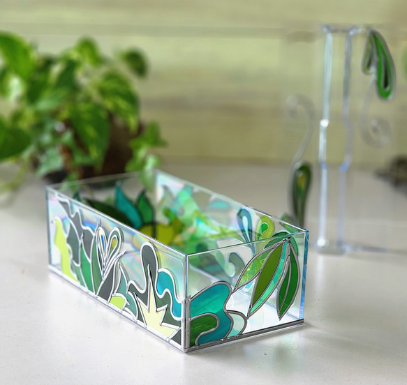 訂購：「琉球南島綠」玻璃藝術紙巾盒 第12張的照片