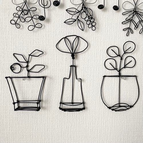 モチーフのみ！立体鉢植え3点セット＊ワイヤークラフト アート