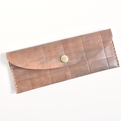 手工染色皮革筆袋“巧克力No.35（掛鉤筆袋/筆袋）” 第1張的照片