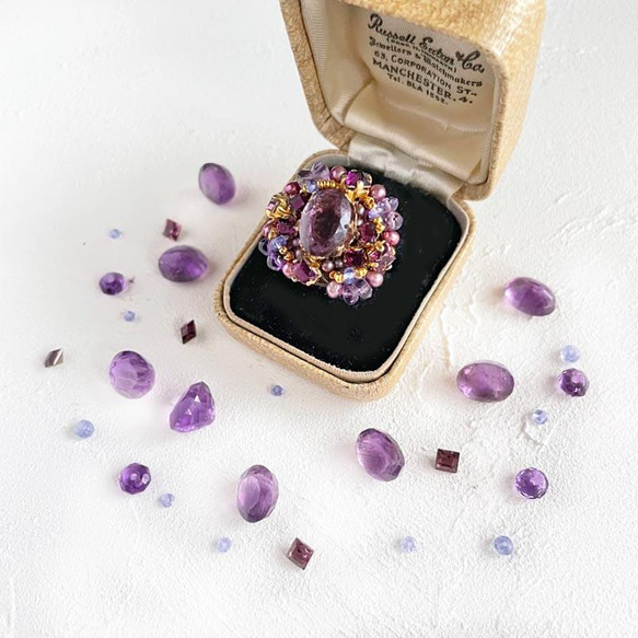 大紫水晶戒指（戒指）古董捲戒指寶石品質母親節生日週年紀念禮物 第4張的照片