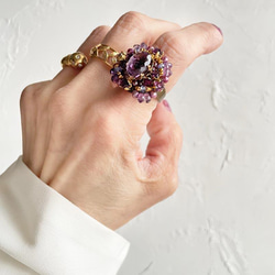 大紫水晶戒指（戒指）古董捲戒指寶石品質母親節生日週年紀念禮物 第8張的照片