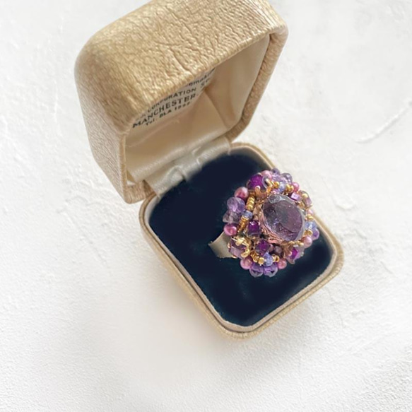 大紫水晶戒指（戒指）古董捲戒指寶石品質母親節生日週年紀念禮物 第2張的照片