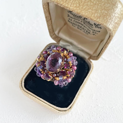 大紫水晶戒指（戒指）古董捲戒指寶石品質母親節生日週年紀念禮物 第3張的照片