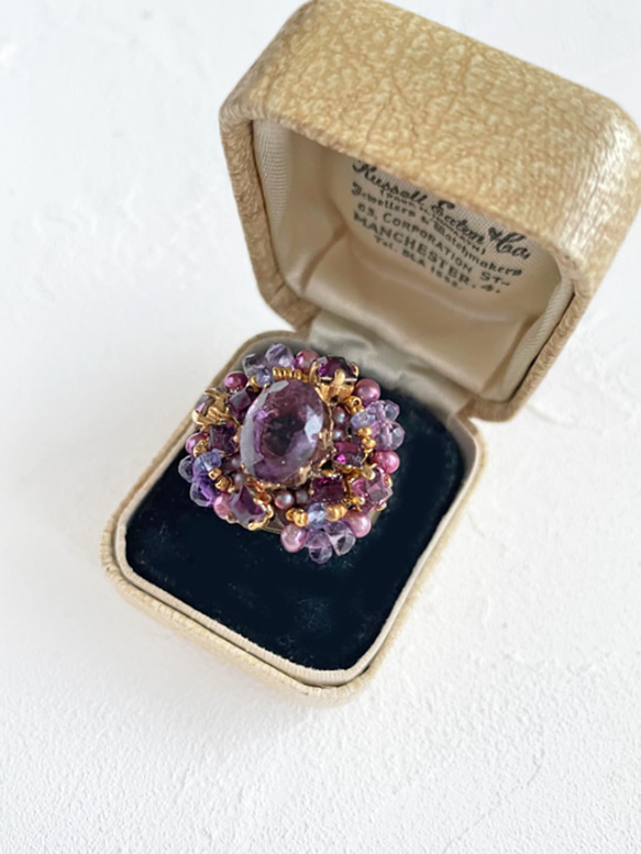 大紫水晶戒指（戒指）古董捲戒指寶石品質母親節生日週年紀念禮物 第3張的照片
