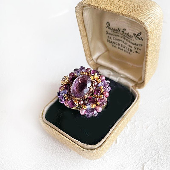 大紫水晶戒指（戒指）古董捲戒指寶石品質母親節生日週年紀念禮物 第1張的照片