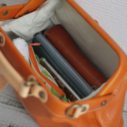 本革 家計簿財布 サブ財布 セカンド財布 黄色 風水 大容量カードケース W-227 10枚目の画像