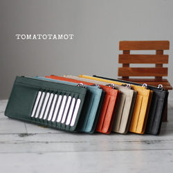 本革 家計簿財布 サブ財布 セカンド財布 黄色 風水 大容量カードケース W-227 1枚目の画像