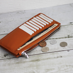 本革 家計簿財布 サブ財布 セカンド財布 黄色 風水 大容量カードケース W-227 2枚目の画像