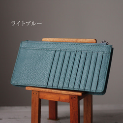 本革 家計簿財布 サブ財布 セカンド財布 黄色 風水 大容量カードケース W-227 7枚目の画像