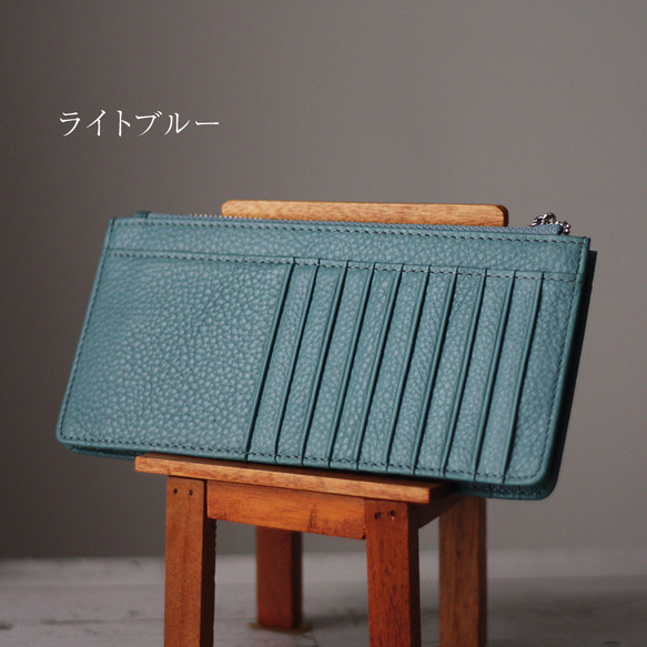 本革 家計簿財布 サブ財布 セカンド財布 黄色 風水 大容量カードケース W-227 7枚目の画像