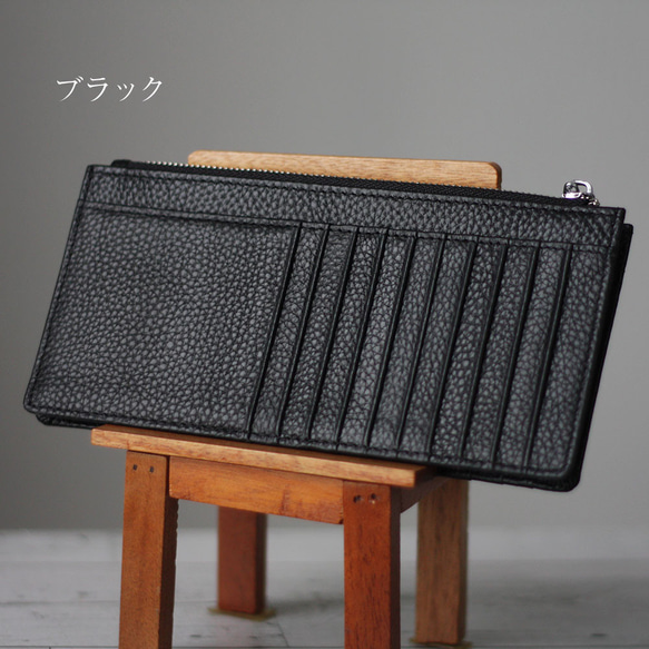 本革 家計簿財布 サブ財布 セカンド財布 黄色 風水 大容量カードケース W-227 6枚目の画像