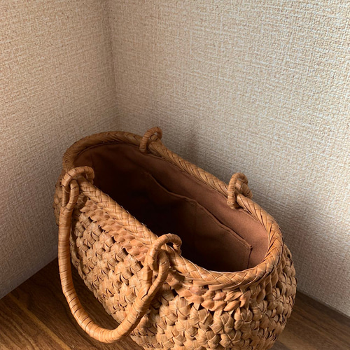 山葡萄 山葡萄かごバッグ 手作り 山葡萄籠バッグ 花編み 内布