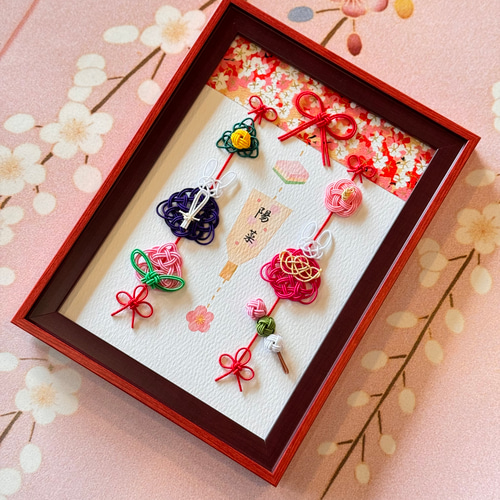 お名前お入れします】水引うさぎのお雛様吊るし飾り風フレーム