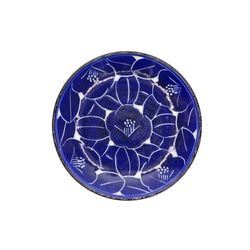 14cm丸皿（藍彫り椿） 1枚目の画像