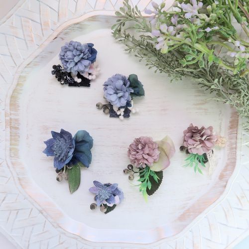 親子コサージュ♪シックなアンティークカラー2個セット コサージュ  